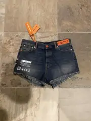 NWT HERON PRESTON Blue Recycled Cotton Denim Shorts Size 29 $370