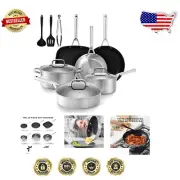 18PC Nonstick Ceramic Induction Cookware Set - Oven Safe & Dishwashed Friendly