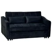 Sarantino Fenton 2-Seater Velvet Sofa Bed in Black