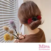 在飛比找momo購物網優惠-【MISA】撞色盤髮器 毛絨盤髮器/韓國設計可愛撞色毛絨球球