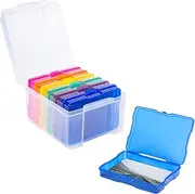 ikare Transparent 4" x 6" Photo Storage Box and Clear Craft Keeper - 6 Inner Cases Plastic Storage Container Box (Rainbow)