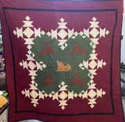 Christmas Xmas Rustic Cabin Lodge Reindeer Sled Quilt
