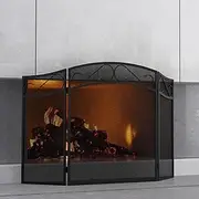 Fire Beauty 3 Panel Iron Fireplace Screen - Black(31in. x 51in.)