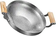 BESTOYARD Stainless Steel Dry Pot with Wood Handle Single Serving Cooking Utensil Versatile for Stoves Hot Pots Lightweight Easy to Clean Design