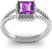 [MOONEYE] Square Cut Gemstone Ring 925 Sterling Silver Split Shank Twisted Cable Wire Designer Inspired Love Antique Women Rings Size 5-12