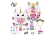 Rainbocorns Unicorn Rescue Surprise White by ZURU, Collectible Plush Stuffed Animal, Egg Toys, X-Ray Sticker Pack, Magical Slime, Headband, Ages 3+ for Girls, Children Daxelle The Unicorn Plush