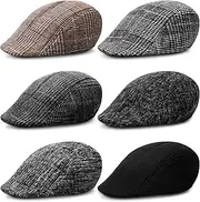 [XolngYYeng] 6 Pieces Newsboy Hats for Men Classic Herringbone Tweed Flat Cap Newsboy Cap Irish Hats for Men Hat Cabbie Cap
