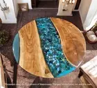 Round Epoxy Resin Table – Handmade Dining Table – Modern Round Coffee Table deco