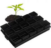 Square Propagation Pots, Resin Seedling Plant Pots with Tray, Tray Design Transplanting Supplies for Work Area, Balcony, Greenhouse, Garden, Patio, Courtyard