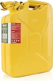 USA Authentic NATO Jerry Can and Spout System - Rust-Proof, EPA & CARB Compliant, Yellow, 20 Litre, Wavian 5 Gallon Gas Cans for Gasoline