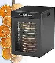 Rotary Food Dehydrator Machine, Fruit Dryer with 12 Removable Trays, 86°F - 194°F Adjustable Temperature, 24H Timer, for Jerky, Meat, Fruit, Vegetables, Dog Treats A