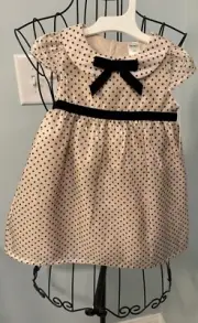 NEW Carter’s Baby Girls 12m Short Sleeve Polka Dot Cream Black Dress Bloomers