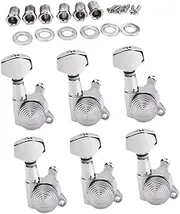 Kisangel String Tuning Pegs for Acoustic Electric Guitar Durable Locking Machine Heads Strong Body Essential Replacement for Worn Keys Silver Finish