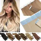 Tape In 100% Human Hair Extentions Russian Remy Skin Wefts Full Head Thick Ombre