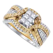 14k White Gold Princess Diamond Bridal Wedding Ring Set 1-5/8 Cttw