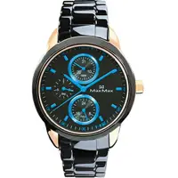 在飛比找樂天市場購物網優惠-Max Max MAS7003S-7時尚湛藍三眼黑陶瓷腕錶/
