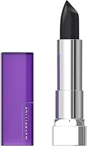 Maybelline Color Sensational Lipstick, Lip Makeup, Matte Finish, Hydrating Lipstick, Nude, Pink, Red, Plum Lip Color, Pitch Black, 0.15 oz; (Packaging May Vary)