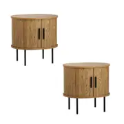 Oikiture Set of 2 Bedside Tables Side End Tables 2-tier Storage Cabinet