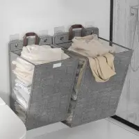 在飛比找momo購物網優惠-【zozo】日式壁掛洗衣籃-大號(可折疊收納 加大容量 髒衣