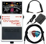 Boss TU-3 Chromatic Tuner Pedal Bundle with Power Supply, Instrument Cable, Patc