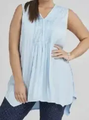 TS Taking Shape Plus Sz S 16 V-Neck Box Pleat Front Sleeveless Nerissa Tank