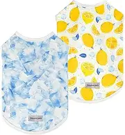 Fitwarm 2 Pack Ice Lemon UPF 50+ UV Sun Protection Dog Shirt, Lightweight Dog Cooling Vest, Quick Dry Summer Clothes for Small Dogs Boy Girl, Pet Outfit, Blue, Yellow, White, Medium