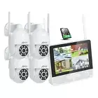 ANRAN Wifi Home Security Camera System 12" Monitor+2TB, 4x PTZ Auto-tracking Cam