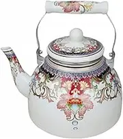 BEBEMOKO Enamel Teapot Large Capacity Heat Resistant Water Kettle for Stovetop Decorative Tea Pot for Home Office Housewarming