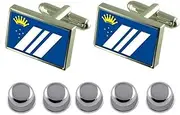 [Select Gifts] Shirt Dress Studs Cachoeiro City Espirito Santo State Flag Cufflinks