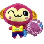 BARK BOX MOLLY VOLLEY Ball Reversible Dog Toy Pink Monkey Plush Small