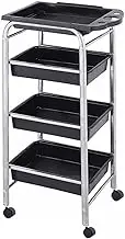 Barber Shop Cart Salon Cart with Wheels Storage Rolling Cart with Drawer,with Drawers and 4 Casters Barber Shop Tool Organizer for Hairdressers SPA Cart for Skin Cosmetics(Silver)