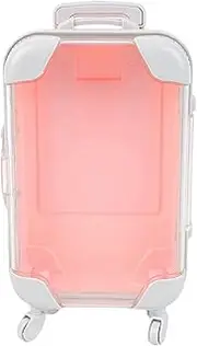 [Generico] Valica Valuta - Small Trunk On Wheels For Makeup | Mini Empty Luggage Containers | Portable Jewelry Storage Containers For Small Accessories, pink, riferimento alla descrizione, Please