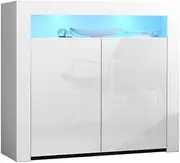 Artiss Buffet Sideboard LED RGB White with Doors and Inner Shelf Pantry Cupboard Corner Cabinet, Kitchen Storage Table Dsiplay Organizer Dining Furniture Living Room Home