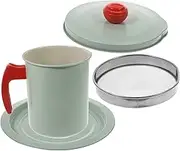 Cabilock Grease Container Bacon Grease Strainer Oil Pot Fine Mesh Filtered Oil Container