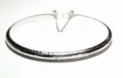 Engraved Sterling Silver Bangle with security chain