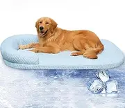 Dog Cooling Bed High-tech Cooling Fabric Dog Crate Mat with Removable Washable Cover Dog Mattress for Large Medium Dogs and Cats Kennel Pad Pet Bed-M, Blue