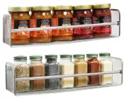 Spice Rack Organizer for Cabinets Wall Mount Spice Seasoning 2 Pack Silver