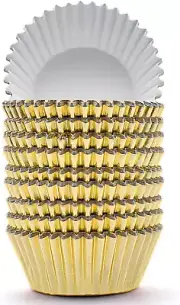 200 Pcs Gold Foil Cupcake Liners Standard Baking Cups Muffin Paper Cases