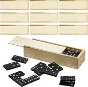 Homaisson 12 Pack Mini Dominoes Set with 28-Piece Wood Bricks, Classic Board Games Party Favor, Educational Counting and Strategy Game, Portable Wooden Case, Ideal for Indoor and Outdoor