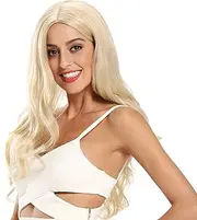 JIASLY Blonde Wig Curly Wavy Synthetic Blonde Wigs for Women, 24inch Long Heat Resistant Wig, Platinum Blonde Wigs.