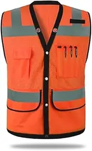 [KGVSLIXYT] Safety Vest High Vis, Reflective Vests High Visibility Reflective Vest Construction Work Vest for Men Women Multi-Pockets Construction Vest