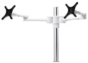 ATDEC Dual Monitor Swing Arms Mount on Post. Max load: 8kg (Flat), 5.5kg (curved). Up to 32" screens. VESA 100x100. White AF-AT-D-SW