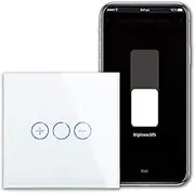 CNBINGO WLAN Dimmer Switch for Dimmable LED Lights - Smart Touch Light Switch Compatible with Alexa, Google Assistant - Glass Wall Switch Flush-Mounted White - Neutral Conductor Required