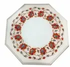 12" Marble corner / side end handcrafted pietra dura carnelian inlay Table Top