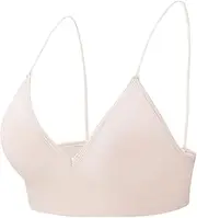 [Dress Cici] Plunge Deep V Neck Triangle Cup Sports Bra for Women, Wireless, Thin Straps, Low Supports Sport Bra