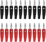 OTOTEC 20PCS 4mm Speaker Banana Plugs 5-10A 12V 53.6x10.3mm Max. Cable Diameter 3.5mm Speaker Cable Connectors Plugs for Testing in Schools Homes Laboratories (10 Red + 10 Black)