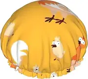Chicken Chick Print Various Activities Shower Cap Reusable Soft And Lightweight Bath Hair Cap Long Hair