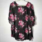 Torrid Women’s NWT Plus Size 6/6X Rayon Crepe Floral Print Ruched Sleeve Top
