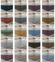 Ambesonne Oriental Bedskirt Elastic Wrap Around Skirt Gathered Design