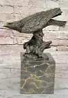 Signed American Bald Eagle Bronze Sculpture Statue Figure Art Deco Artwork Gift